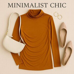 Daily Ritual Mustard Mock Turtleneck Long Sleeve Stretchy Lightweight Top Size S